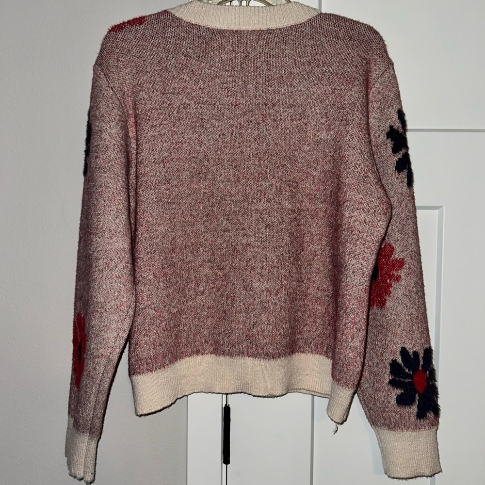 NWT Nicole Miller Women's Pink Floral Sweater Cardigan XL exclusive on decor - Picture 5 of 7